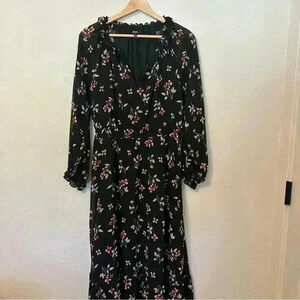Madewell - Long Black, Floral Dress